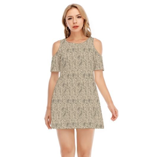 Leopard Women's Cold Shoulder Cotton Dress