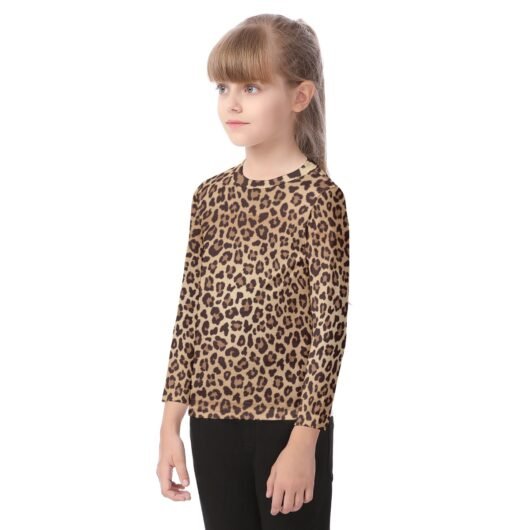 Leopard Print Kid's Long Sleeve T-shirt - Image 3