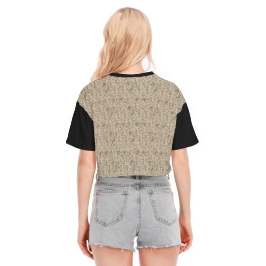 Leopard Print Women's Cropped T-shirt Black Sleeve - Image 4