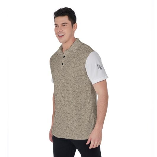 Leopard Print Men's Polo Shirt White Sleeves - Image 3