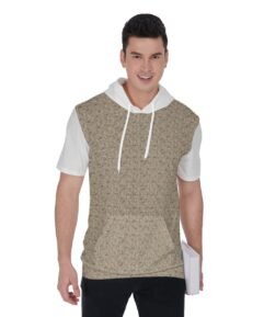 Leopard Men's Short Sleeve Hoodie T-Shirt With White Sleeves