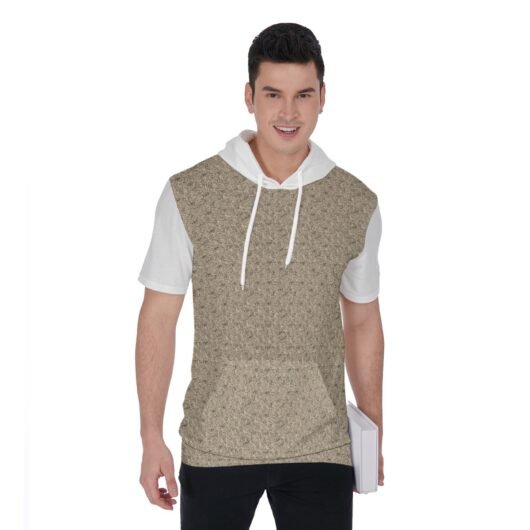 Leopard Men's Short Sleeve Hoodie T-Shirt With White Sleeves
