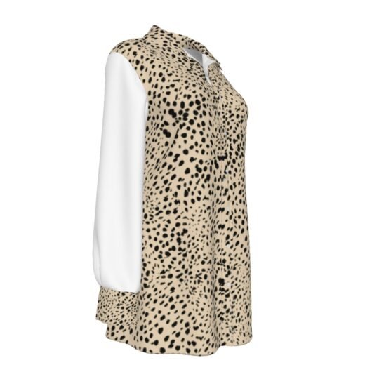 Long Shirt With White Sleeves Leopard For Women - Image 3