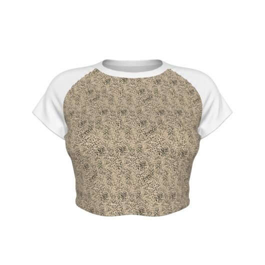 Leopard Women's Raglan Cropped T-shirt White Sleeve