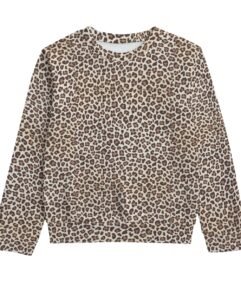 Kid's Round Neck Cotton Leopard Sweatshirt