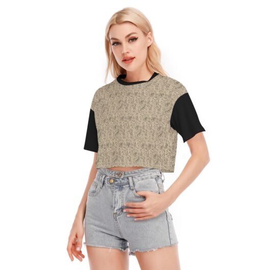 Leopard Print Women's Cropped T-shirt Black Sleeve - Image 3