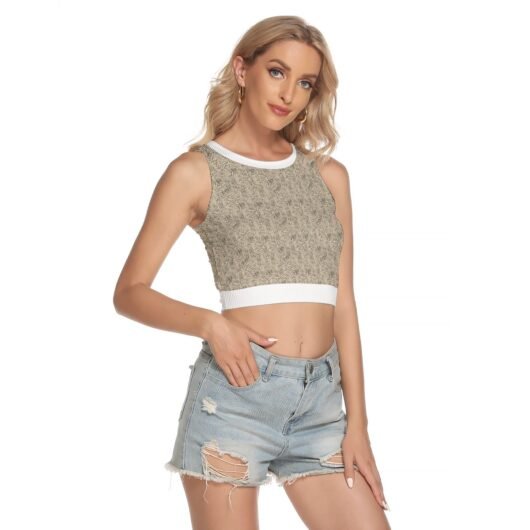 Women's Sleeveless Back Hollow Crop Top White Collar And Hem - Image 2