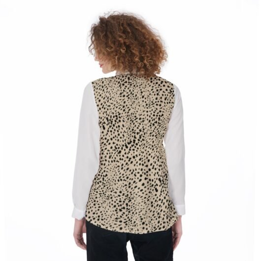 Women's Elastic-Back Shirt With White Sleeves Leopard - Image 4
