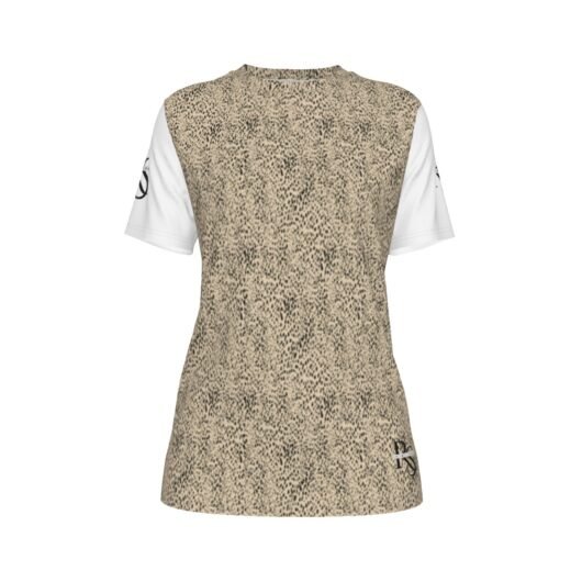 Leopard Women's round-Neck T-Shirt White Sleeve