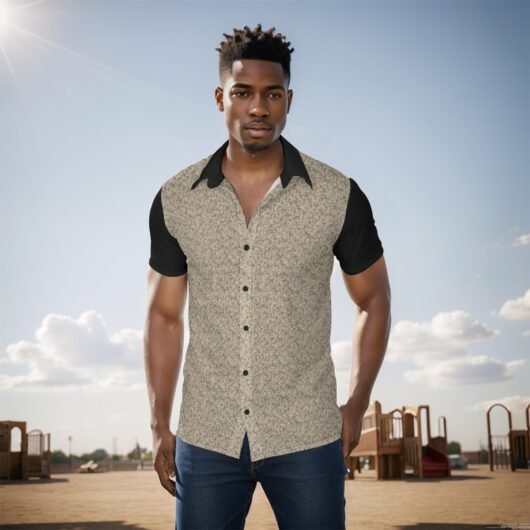 Men's Leopard Print Shirt Black Sleeves