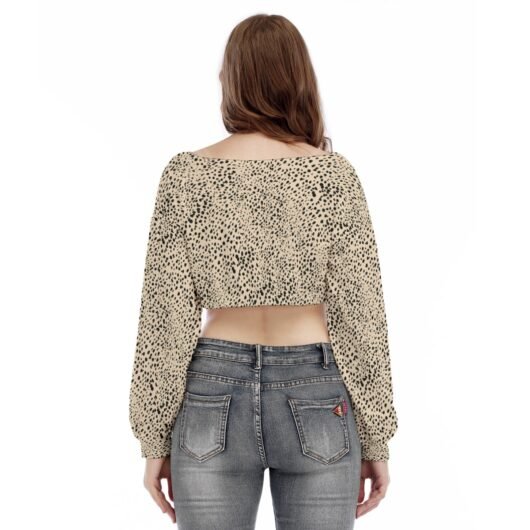 Women's V-neck Long Sleeve Cropped Sweatshirt - Image 4