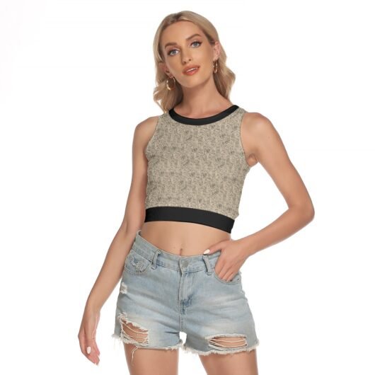 Women's Sleeveless Back Hollow Crop Top Black