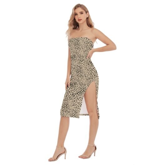 Women's Side Split Tube Top Leopard Dress - Image 3