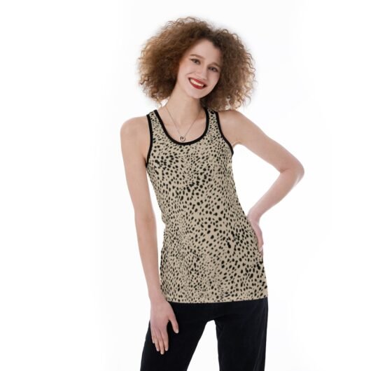 Women's Back Hollow Tank Top Black Hem