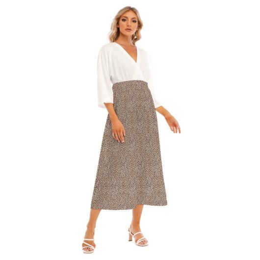 Women's Mid-Sleeve Long Dress White Top - Image 2