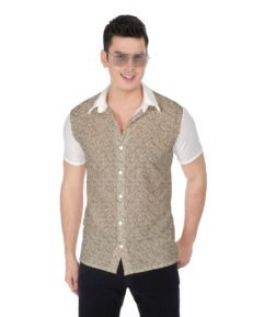 Men's Leopard Print Shirt White Sleeves