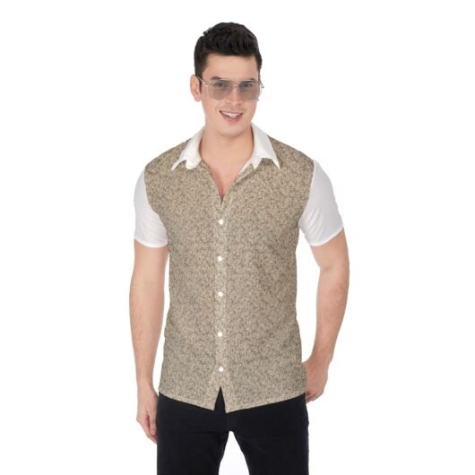 Men's Leopard Print Shirt White Sleeves