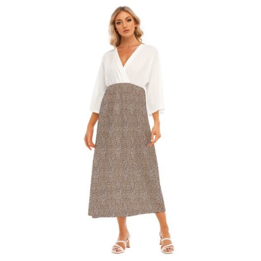 Women's Mid-Sleeve Long Dress White Top
