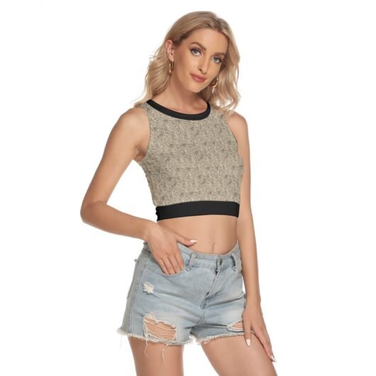 Women's Sleeveless Back Hollow Crop Top Black - Image 2