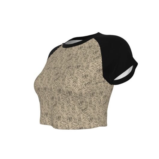 Leopard Women's Raglan Cropped T-shirt Black Sleeve - Image 4