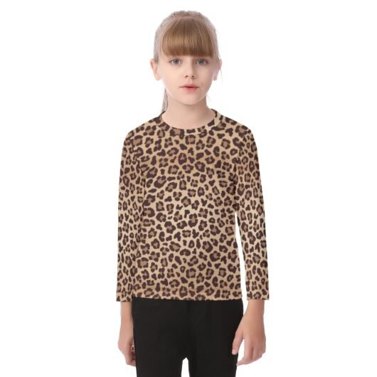 Leopard Print Kid's Long Sleeve T-shirt - Trendy and Comfortable for Kids