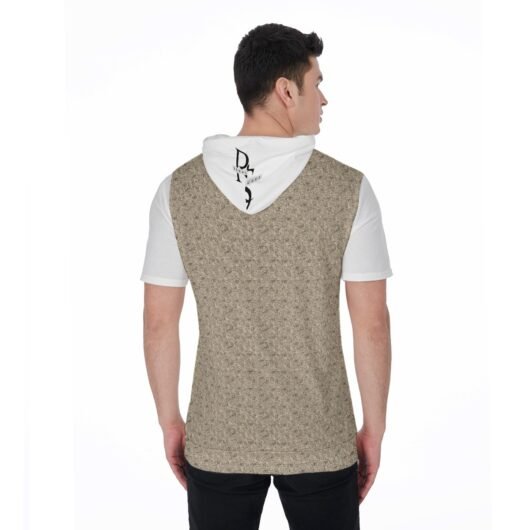 Leopard Men's Short Sleeve Hoodie T-Shirt With White Sleeves - Image 4