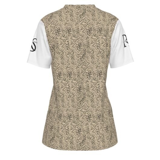Leopard Women's round-Neck T-Shirt White Sleeve - Image 2