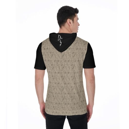 Leopard Men's Short Sleeve Hoodie T-Shirt With Black Sleeves - Image 4