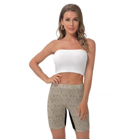 Leopard Print Women's Yoga Biker Shorts Black