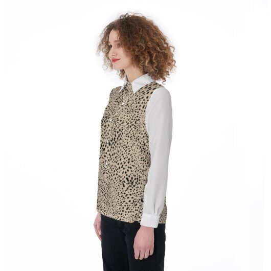 Women's Elastic-Back Shirt With White Sleeves Leopard - Image 2