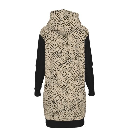 Women's Long Hoodie Black Sleeves Leopard - Image 2