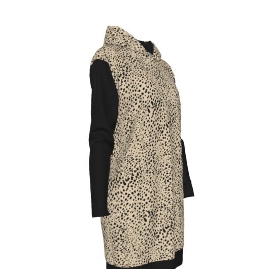 Women's hoodies in various styles and colors hanging on a rack, showcasing cozy and fashionable designs.