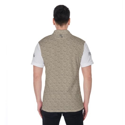 Leopard Print Men's Polo Shirt White Sleeves - Image 4