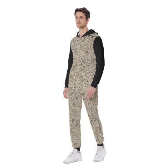 Men's Hooded Jumpsuit With Black Sleeves And Cuffs - Image 3