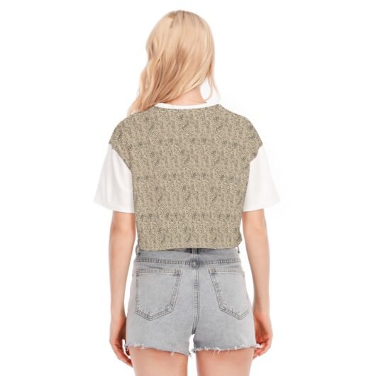 Leopard Print Women's Cropped T-shirt White Sleeve - Image 4