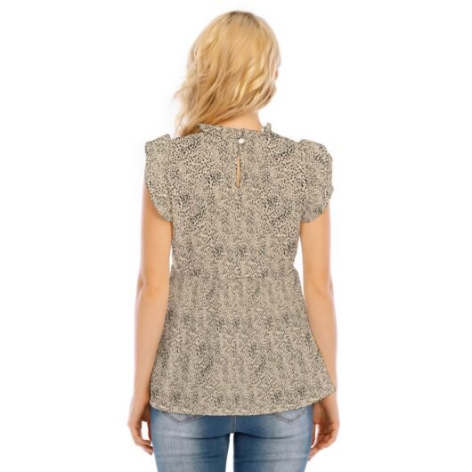 Leopard Women's Blouse With Lotus Leaf Lace - Image 4