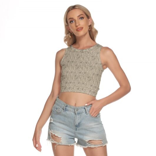 Leopard Print Women's Sleeveless Back Hollow Crop Top