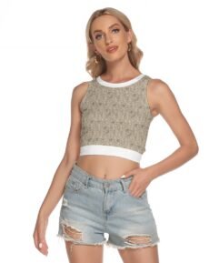 Women's Sleeveless Back Hollow Crop Top White Collar And Hem