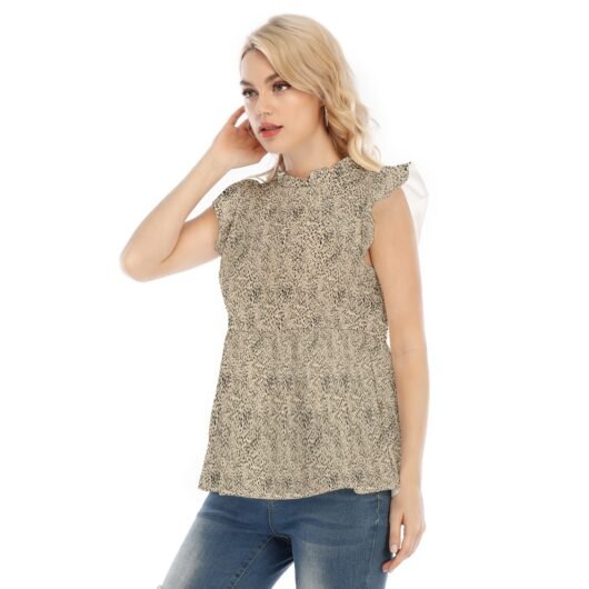 Leopard Women's Blouse With Lotus Leaf Lace - Image 3