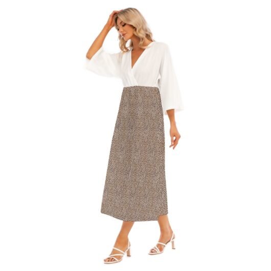 Women's Mid-Sleeve Long Dress White Top - Image 3