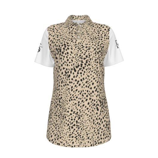 Women's Polo Collar Jersey With White Sleeves Animal design