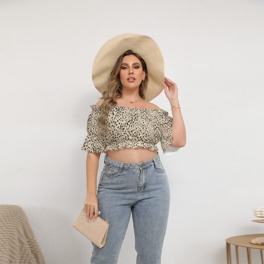 Women's Off-shoulder Cropped Top With Short Puff Sleeve