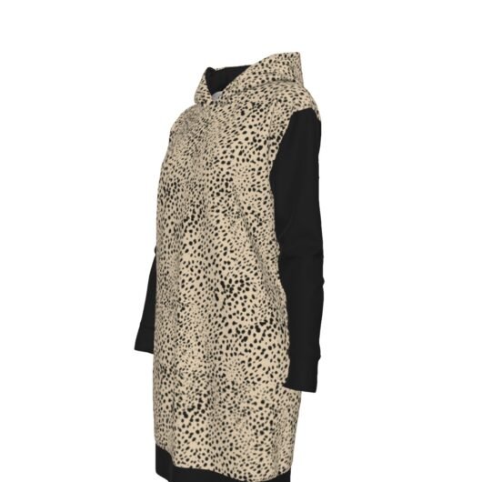 Women's Long Hoodie Black Sleeves Leopard - Image 4