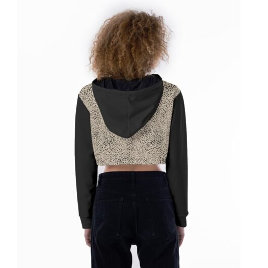 Women's Crop Top Hoodie Black Sleeves - Image 4