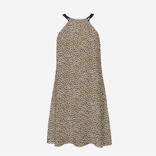 Women's Halter Dress With Black Straps Leopard