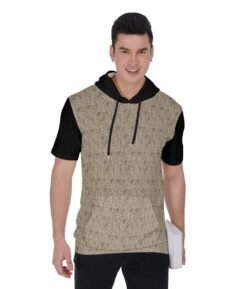 Leopard Men's Short Sleeve Hoodie T-Shirt With Black Sleeves