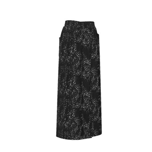Women's Front Mid-Slit Cotton Black Skirt - Image 3