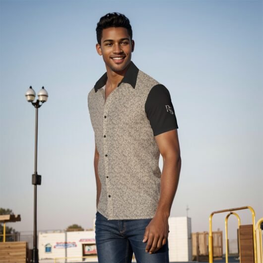 Men's Leopard Print Shirt Black Sleeves - Image 3
