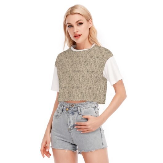 Leopard Print Women's Cropped T-shirt White Sleeve - Image 3