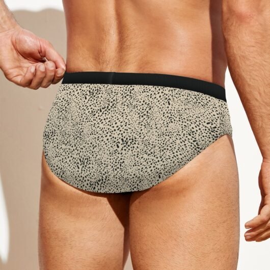Men's Leopard Drawstring Swim Briefs Black Waist - Image 3